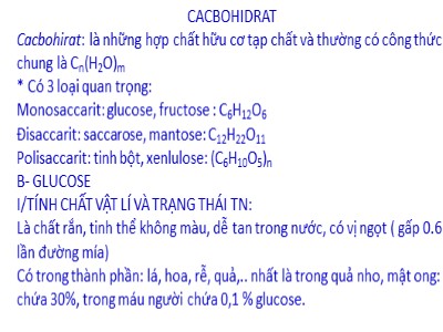 Bài giảng môn Hóa học Lớp 12 - Bài 5: Glucozơ
