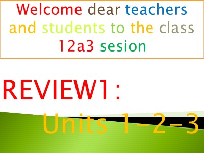 Bài giảng môn Tiếng Anh Lớp 12 - Review 1: Unit 1,2,3 - Lesson 2: Skills