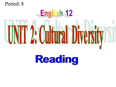 Bài giảng môn Tiếng Anh Lớp 12 - Unit 2: Cultural diversity