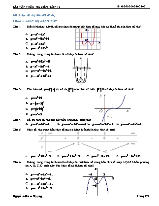 Câu hỏi trắc nghiệm môn Giải tích Lớp 12 - Chương I Bài 5 Khảo sát sự biến thiên và vẽ đồ thị hàm số (Có đáp án)