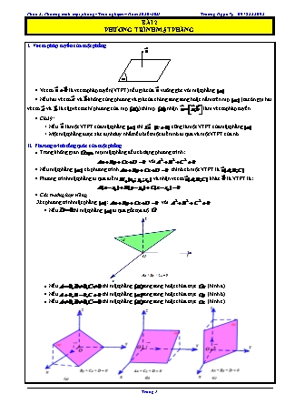 Đề ôn tập môn Toán Lớp 12 - Chương 3-Bài 2: Phương trình mặt phẳng