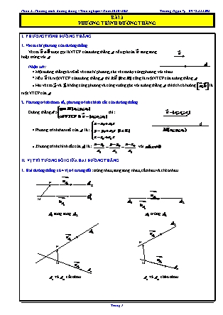 Đề ôn tập môn Toán Lớp 12 - Chương 3-Bài 3: Phương trình đường thẳng