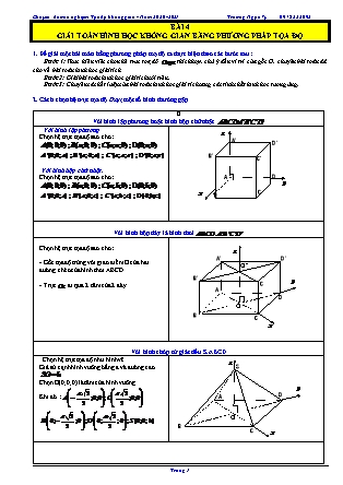 Đề ôn tập môn Toán Lớp 12 - Chương 3-Bài 4: Giải toán hình học không gian bằng phương pháp tọa độ