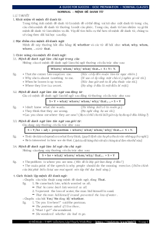 Ôn thi THPT môn Tiếng Anh Lớp 12 - Chuyên đề: Nominal-Mệnh đề danh từ (Có đáp án)