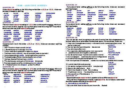 Word formation adjectives from root words - Chủ đề: Verb-Adjective suffixes