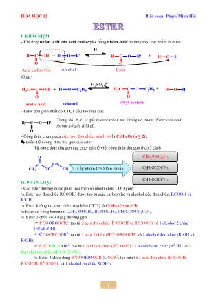 Giáo án Hóa học Lớp 12 - Bài 1: Este - Phạm Minh Hải