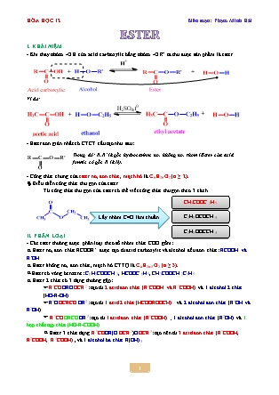 Giáo án Hóa học Lớp 12 - Bài: ESTER