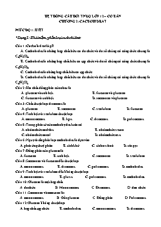 Hệ thống câu hỏi trắc nghiệm môn hóa học Lớp 12-Cơ bản - Chương 2: Cacbohidrat