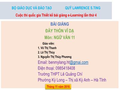 Bài giảng Ngữ văn Lớp 12 - Văn bản "Đây thôn Vĩ Dạ" - Võ Thị Thanh