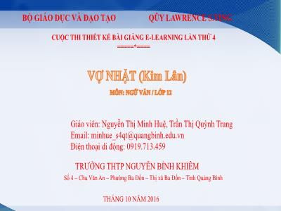 Bài giảng Ngữ văn Lớp 12 - Văn bản Vợ nhặt - Nguyễn Thị Minh Huệ