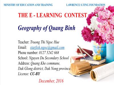 Bài giảng Tiếng Anh Lớp 12 - Geography of Quang Binh - Trương Thị Ngọc Huế