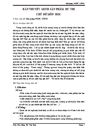 Thuyết minh bài giảng Hóa học Lớp 12 - Nước cứng