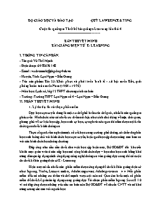 Thuyết minh bài giảng Lịch sử Lớp 12 - Bài 23: Khôi phục và phát triển kinh tế, xã hội miền Bắc, giải phóng hoàn toàn miền Nam (1954-1975) - Vũ Thế Mạnh