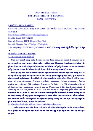 Thuyết minh bài giảng Ngữ văn Lớp 12 - Tiết 55: Văn bản Vợ chồng A Phủ - Nguyễn Thị Lan Anh