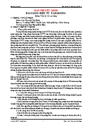 Thuyết minh bài giảng Vật lí Lớp 12 - Dao động điều hòa - Nguyễn Văn Điệp