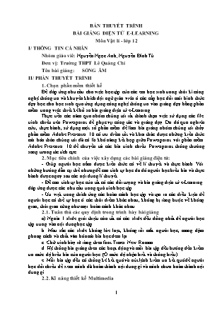 Thuyết minh bài giảng Vật lí Lớp 12 - Sóng âm - Nguyễn Ngọc Anh